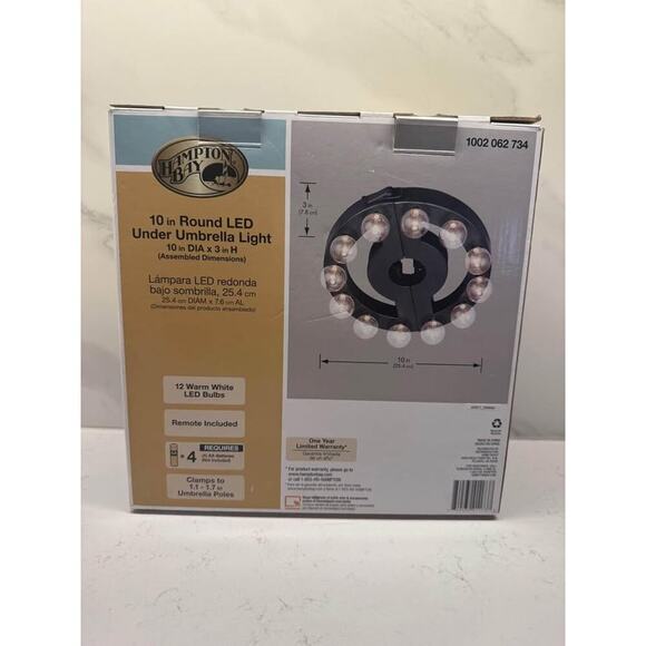 Hampton Bay 10in Round LED Under Umbrella Light NWT - Picture 2 of 2